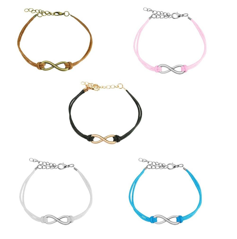 Wickelarmband KLEINE UNENDLICHKEITS-Schleife Länge 260mm Breite 1,60mm verstellbar Karabinerverschluss Kunstleder Infinity