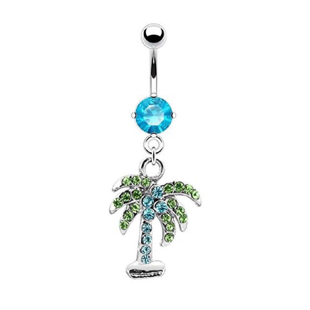 Bauchnabelpiercing Palme Anhänger Stab 1,6mm 10mm Nabelpiercing Edelstahl Chirurgenstahl Bananabell Zirkonia Silber Pink Aqua Clear