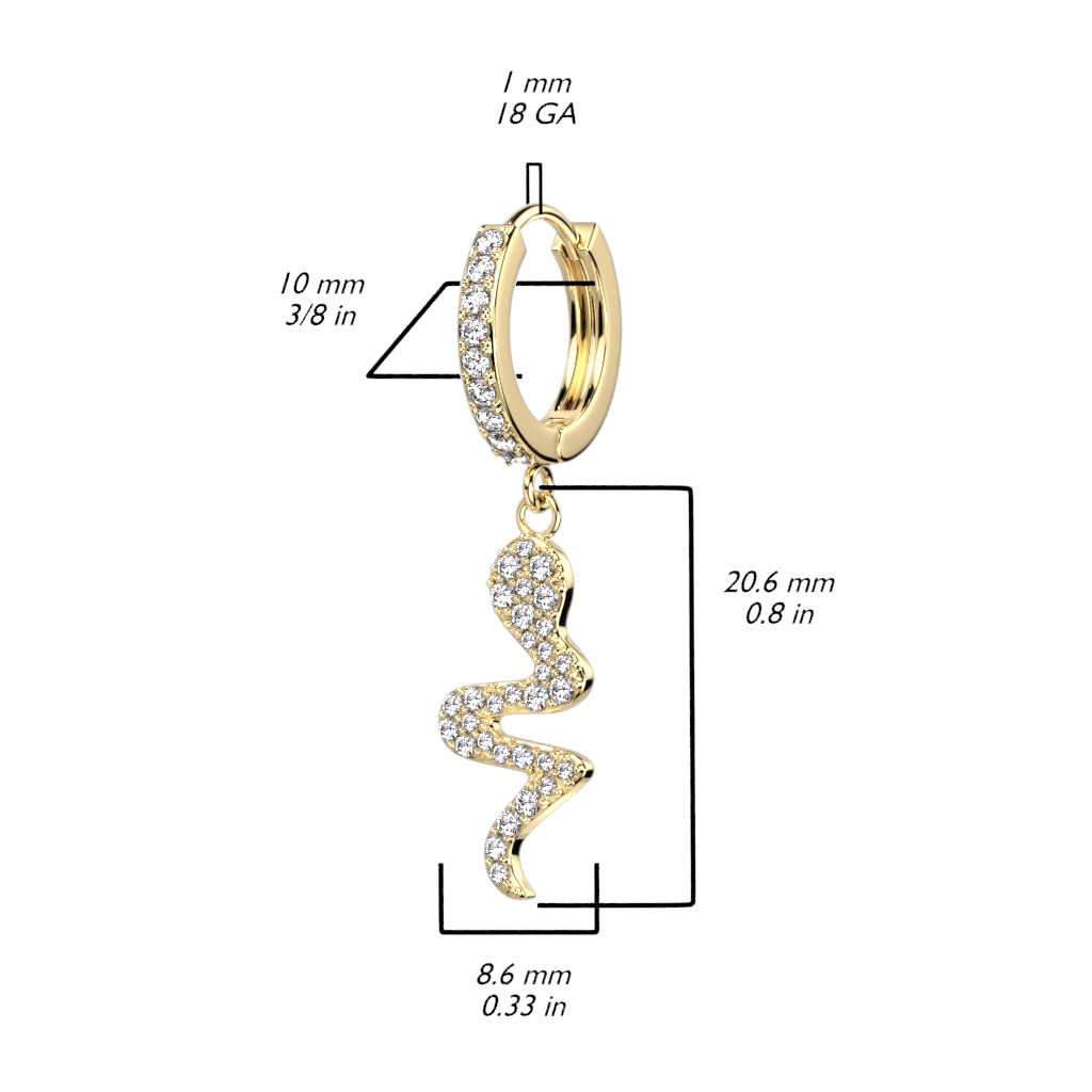 1 Paar Damen Creolen Ohrhänger Anhänger Schlange Pavé Zirkonia Clear Ohrringe Ohrstecker Silber Gold