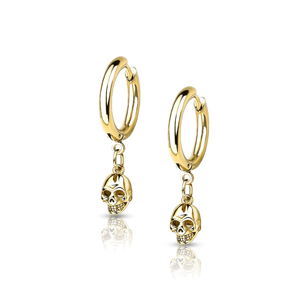 1 Paar Damen Creolen Ohrhänger Totenkopf-Anhänger Ohrringe Ohrstecker Silber Gold Schwarz