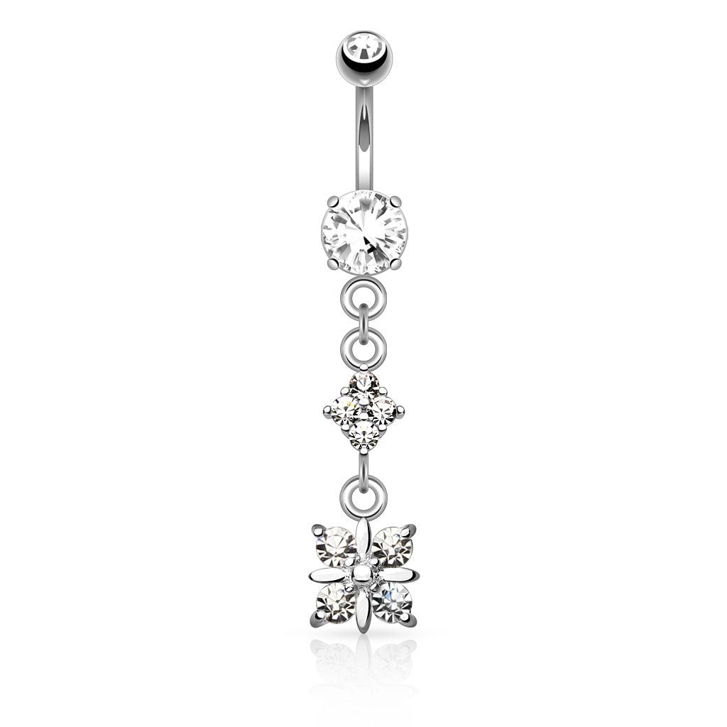 Bauchnabelpiercing 1,6mm 10mm Royal Charm Nabelpiercing Edelstahl Chirurgenstahl Bananabell Zirkonia Silber Gold Roségold