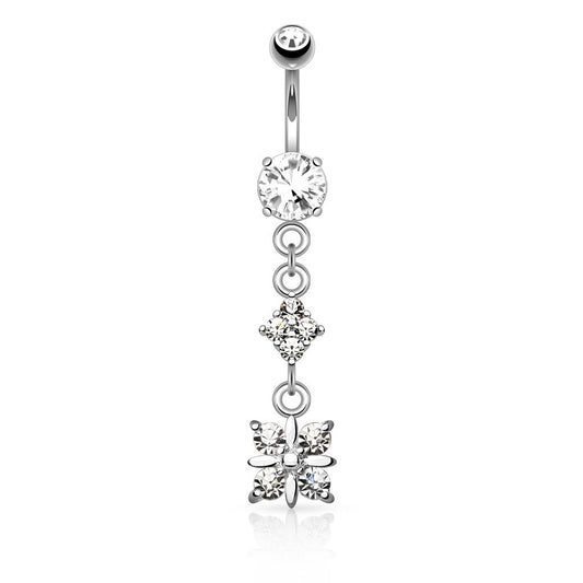 Bauchnabelpiercing 1,6mm 10mm Royal Charm Nabelpiercing Edelstahl Chirurgenstahl Bananabell Zirkonia Silber Gold Roségold