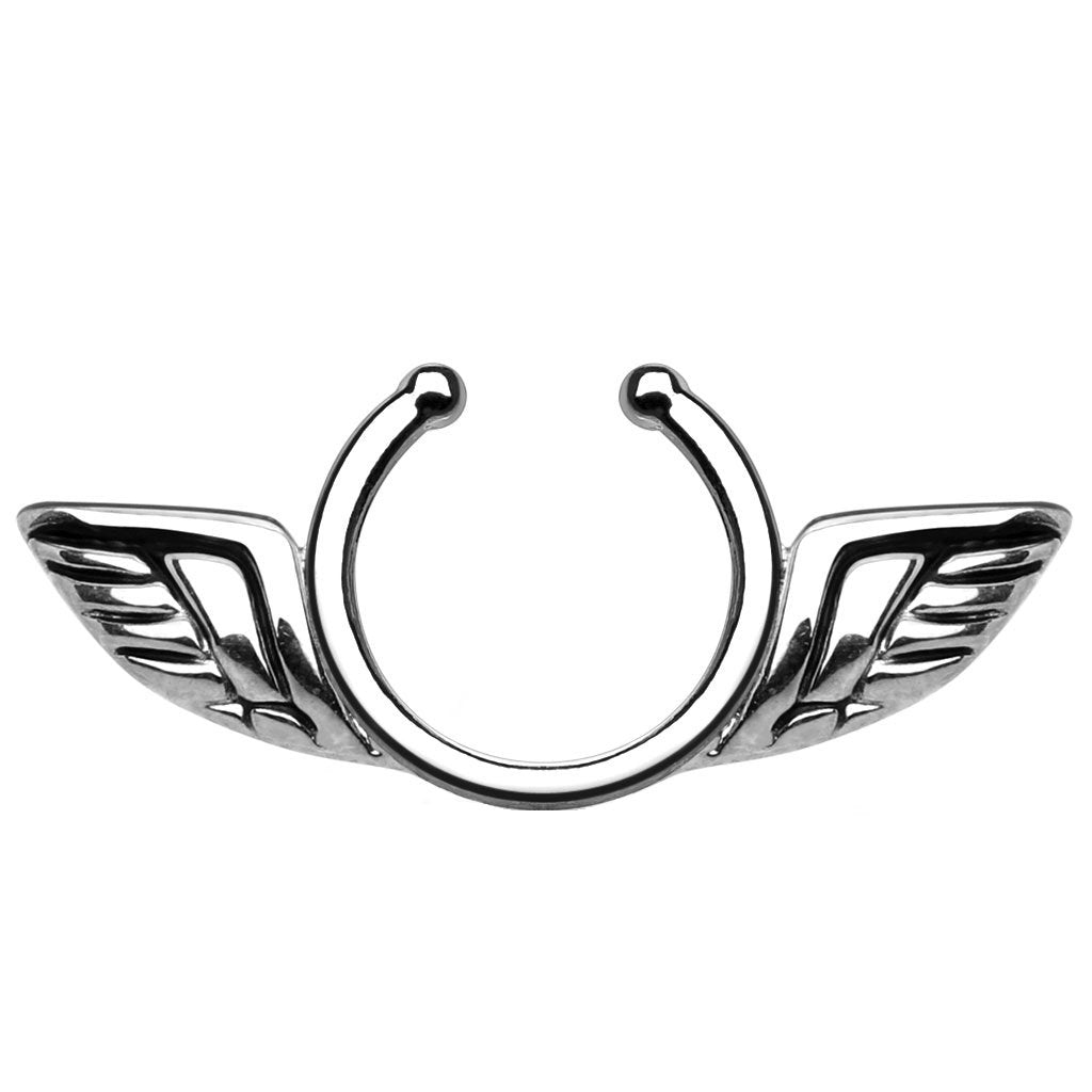 Brustwarzenpiercing Fake Engels-FLÜGEL Brustpiercing Clip ON Nippelpiercing Ring Chirurgenstahl Silber Roségold Gold