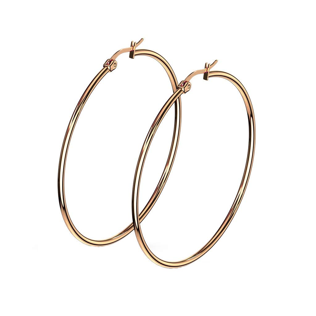 1 Paar Damen CREOLEN Ohrringe Ohrstecker Chirurgenstahl Roségold 10 15 20 25 30 35 40 45 50 55 60 65 70 75 mm