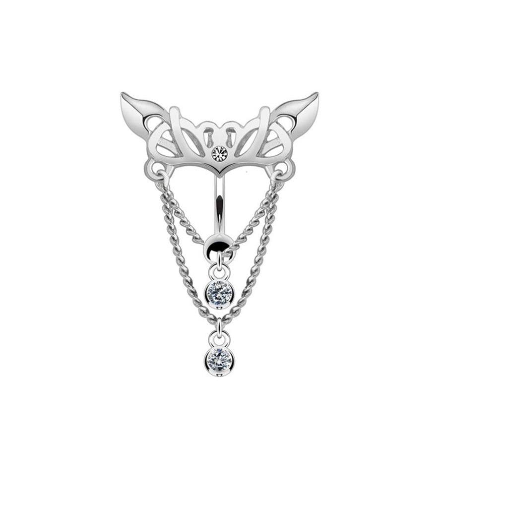 Bauchnabelpiercing 1,6mm 10mm Fantasy Charm Nabelpiercing Edelstahl Chirurgenstahl Bananabell Zirkonia Silber Gold Roségold