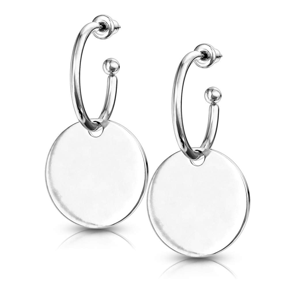 1 Paar Damen Ohrstecker Ring Anhänger runde Platte Ohrringe Chirurgenstahl Steckerverschluss Silber Gold Roségold