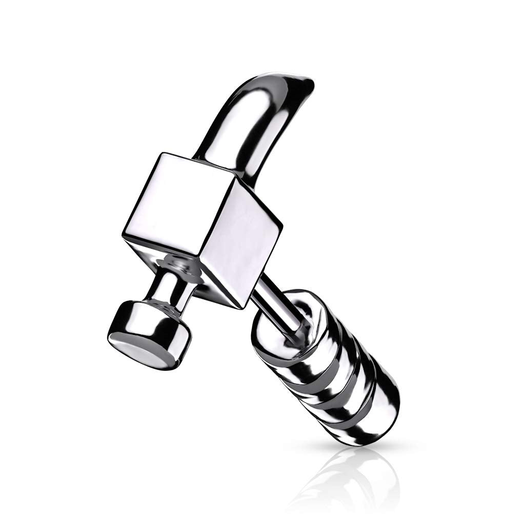 Knorpel Ohrstecker Hammer Cartilage Labret Piercings Tragus Gold Schwarz Silber Edelstahl Schraubverschluss