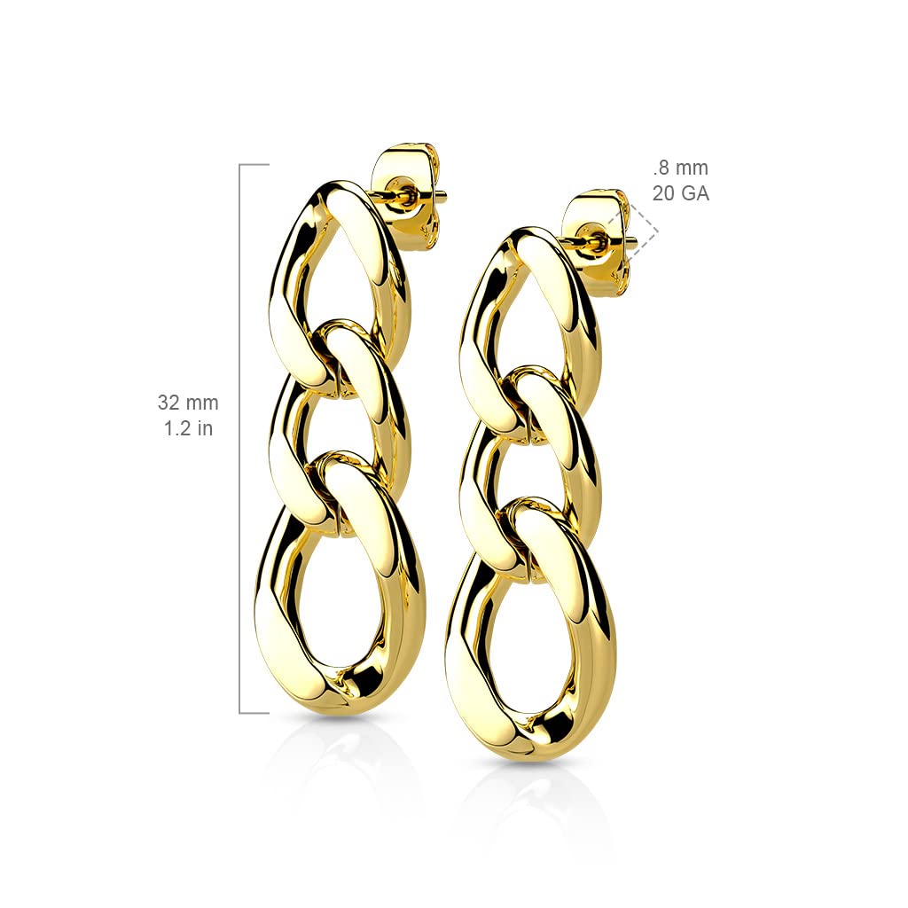 1 Paar Damen Ohrstecker Ketten-Glieder Anhänger Ohrringe Ohrhänger Silber Gold Schwarz Roségold