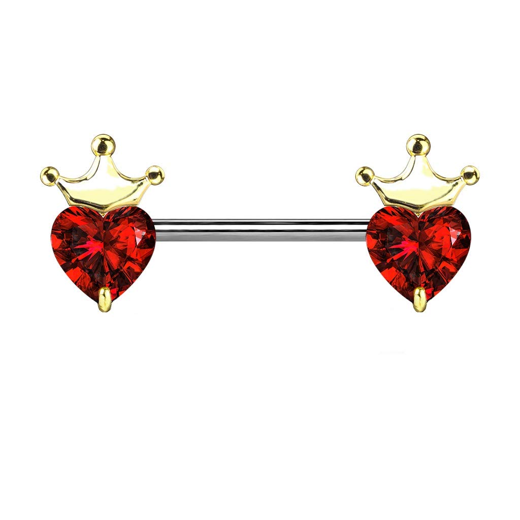 Brustwarzenpiercing Herz-Krone Brustpiercing Nippelpiercing Chirurgenstahl Silber Gold Roségold Stab 1,6/14mm