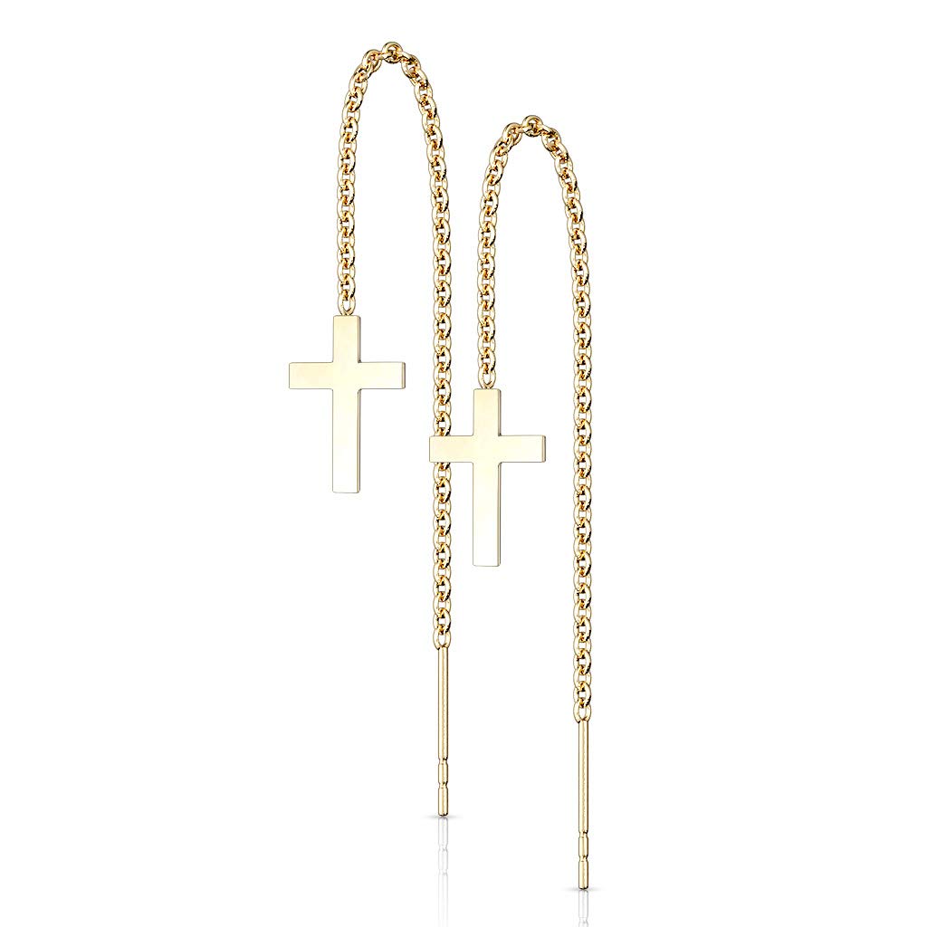 1 Paar Damen Durchzieher Ohrringe Kreuz-Anhänger Ohr-hänger e Ohrstecker Silber Gold Schwarz Roségold