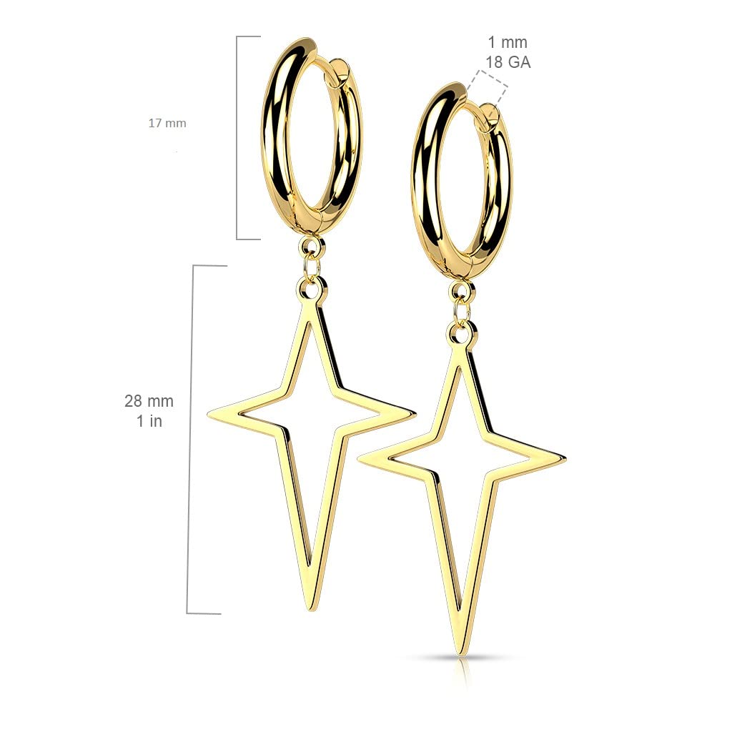 1 Paar Damen Creolen Ohrhänger Stern-Anhänger Ohrringe Ohrstecker Silber Gold Schwarz