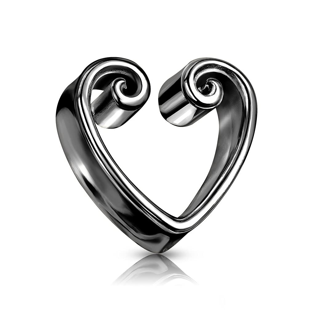 Ohrtunnel Vintage-Herz Gold Ohrpiercing Chirurgenstahl Ohrschmuck Plug 8-25mm Sattelverschluss