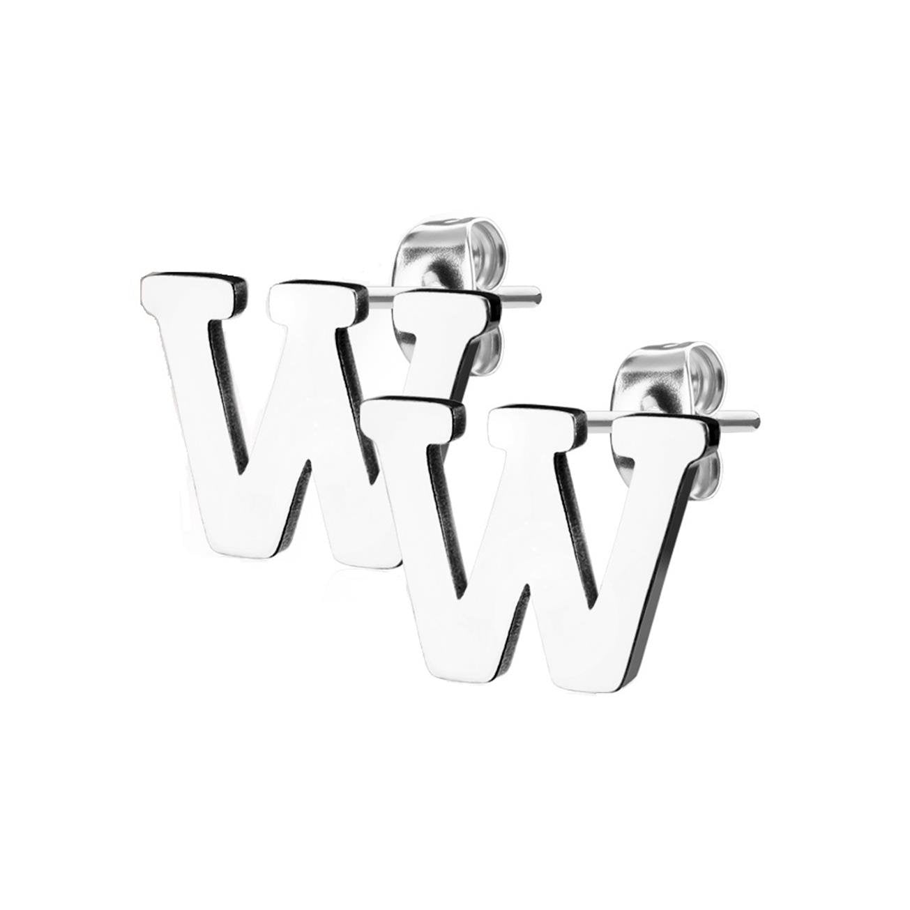 1 Paar Ohrstecker ALPHABET INITIALEN e Ohrringe Schmuck Set Edelstahl Silber Roségold