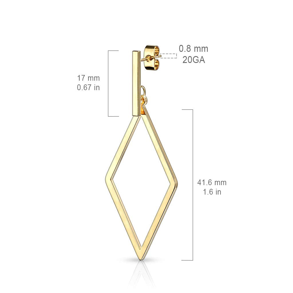 1 Paar Damen Ohrstecker Balken Anhänger Diamant-Design Ohrringe Chirurgenstahl Steckerverschluss Silber Gold