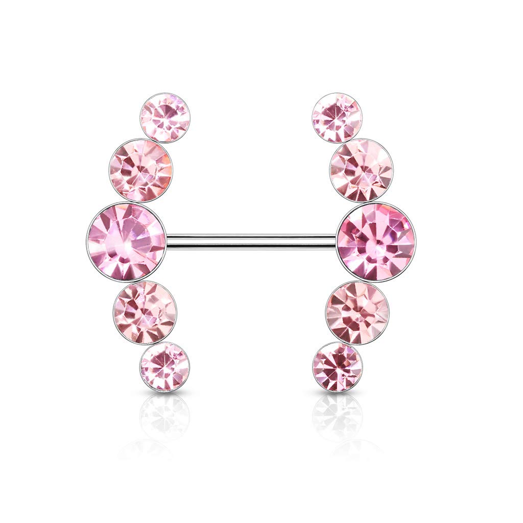 Brustwarzenpiercing 5 runde Kristalle Brustpiercing Intimpiercing Nippelpiercing Chirurgenstahl Silber viele Farben Stab 1,6/16mm