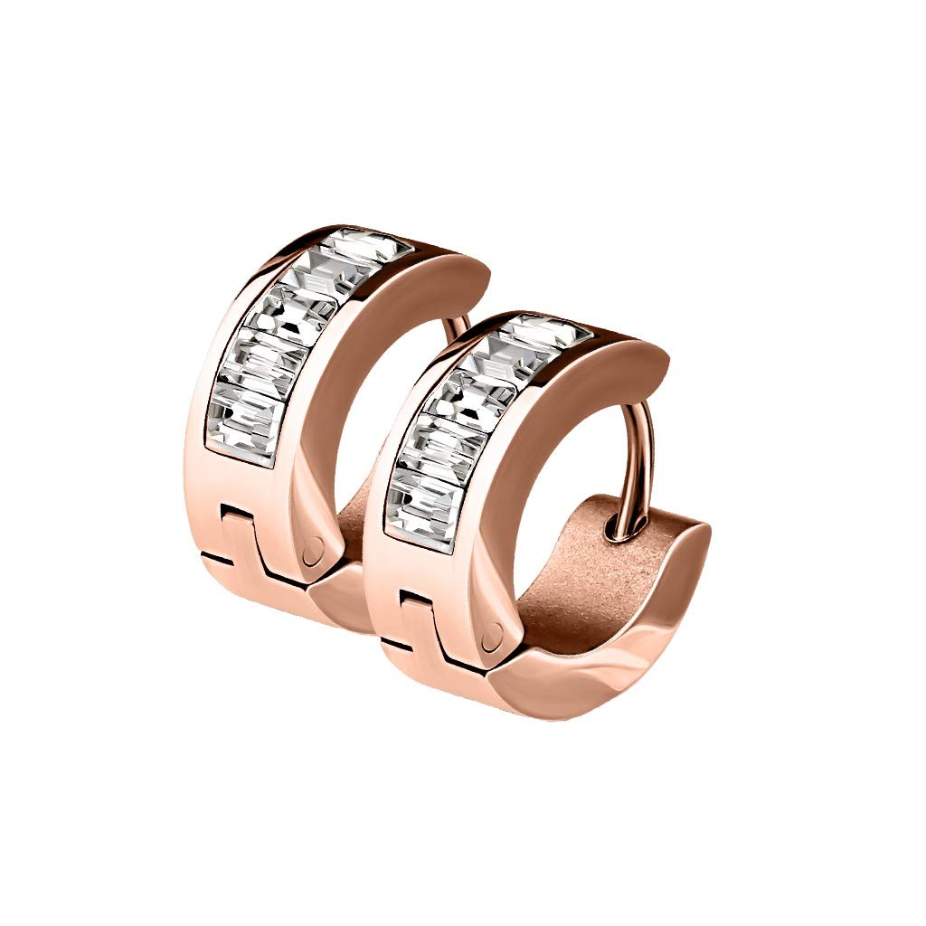 Damen 1 Paar Creolen KRISTALL-BAND Ohrringe Schmuck Ohrstecker Chirurgenstahl Multicolor