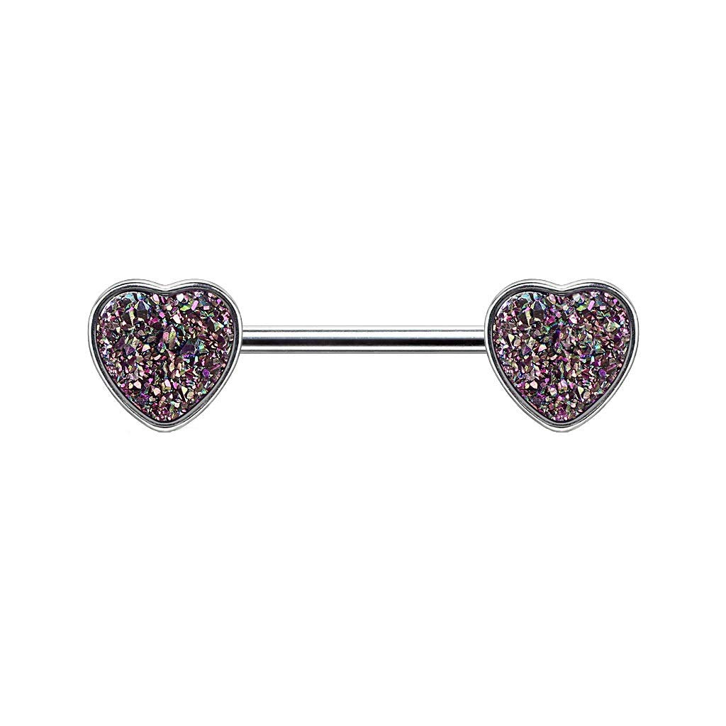 Brustwarzenpiercing Glitzer-Stein Herz Brustpiercing Nippelpiercing Chirurgenstahl Silber Schwarz Pink Aqua Stab 1,6/14mm