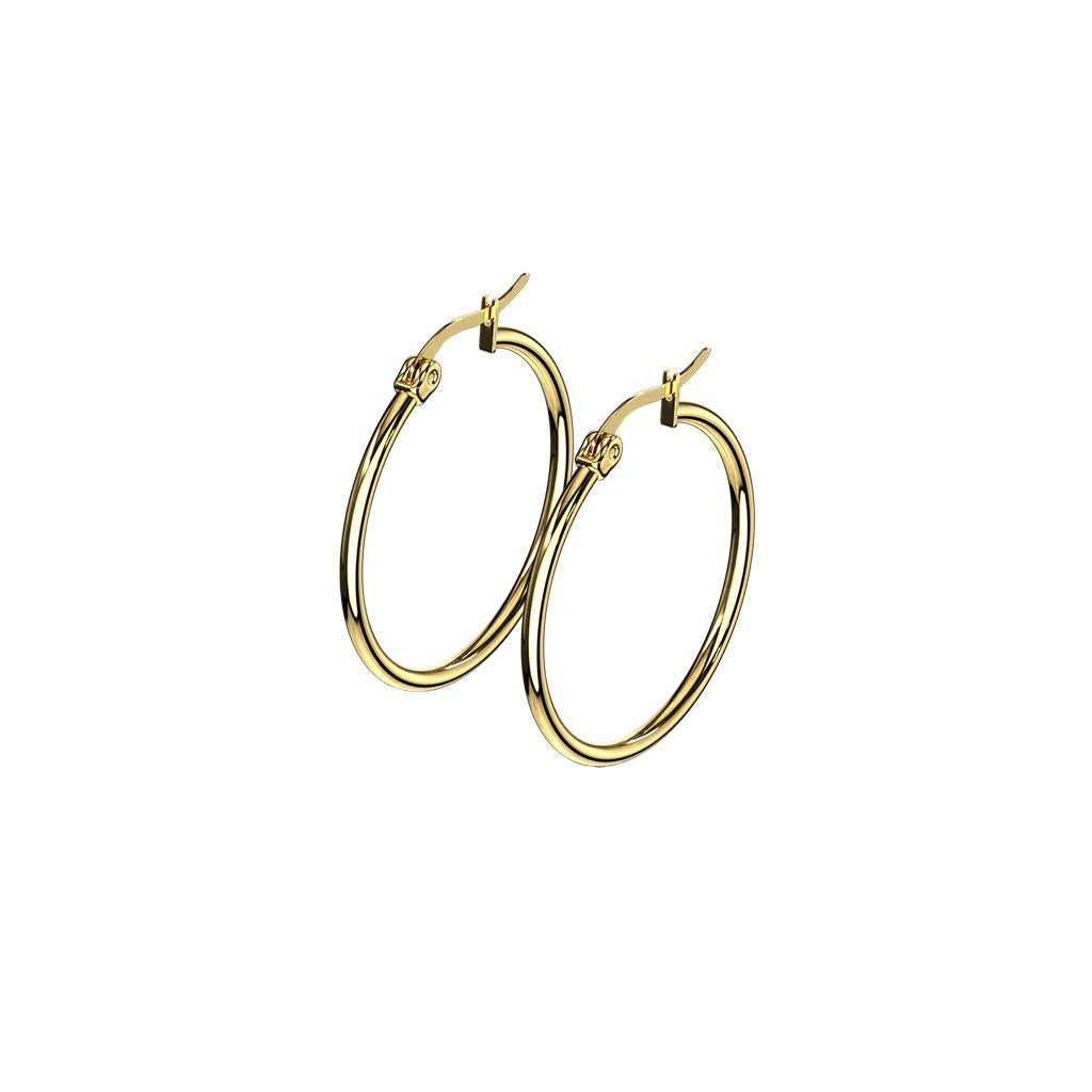 1 Paar Damen CREOLEN Ohrringe Ohrstecker Chirurgenstahl Gold 10 15 20 25 30 35 40 45 50 55 60 65 70 75 mm