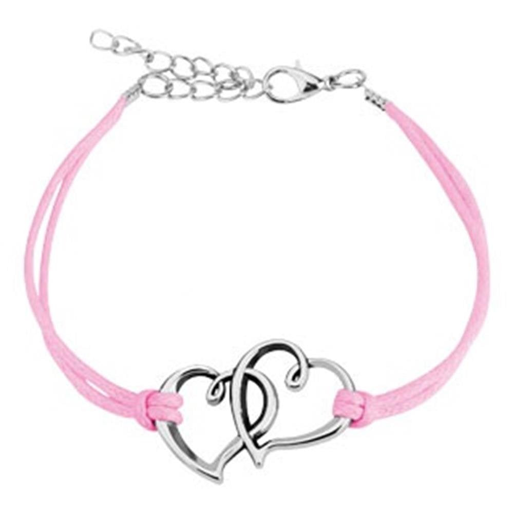 Wickelarmband Herzen Länge 250mm Breite 2,56mm verstellbar Karabinerverschluss Kunstleder Edelstahl Seil Unisex