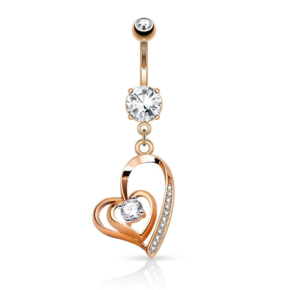 Bauchnabelpiercing 1,6mm 10mm Anhänger Herz Nabelpiercing Edelstahl Chirurgenstahl Bananabell Zirkonia Silber Gold Roségold