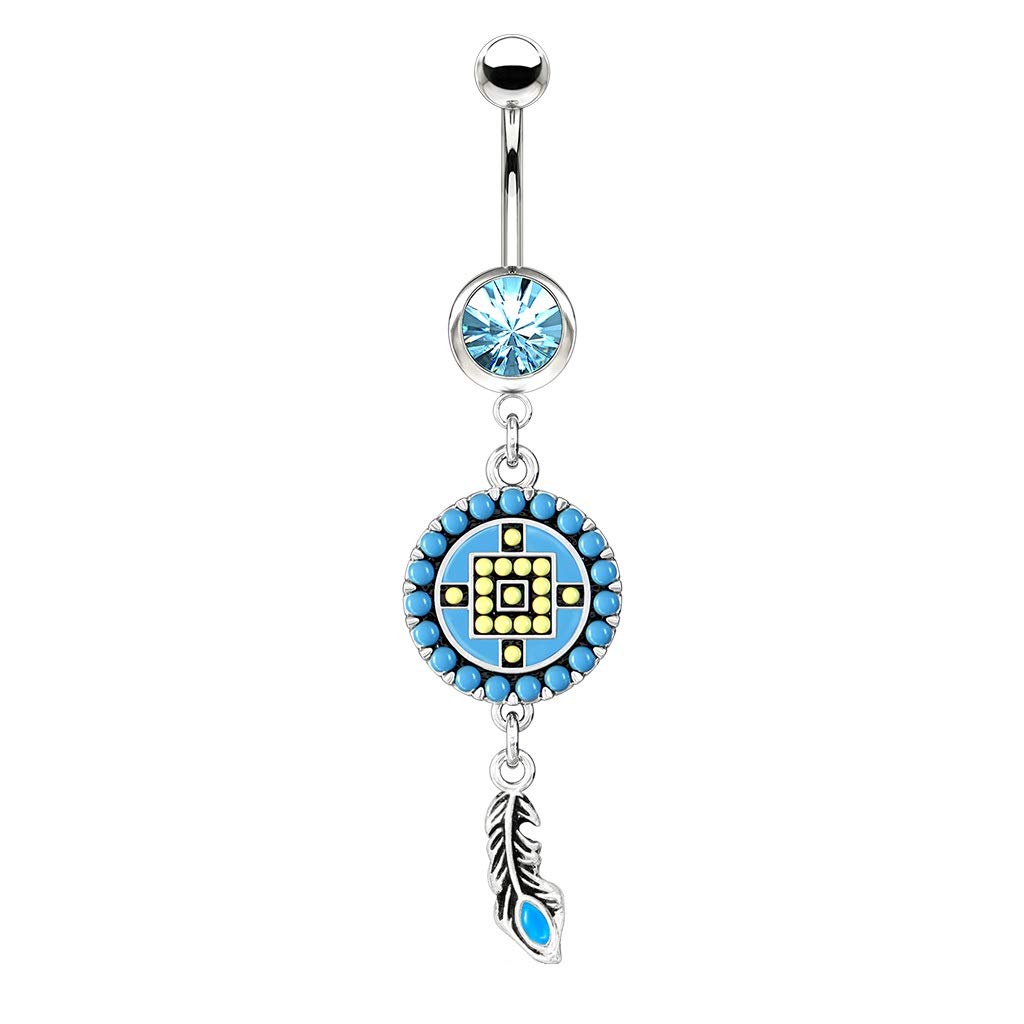 Bauchnabelpiercing AZTEKEN-Design Nabelpiercing Chirurgenstahl Bananabell Gold Silber viele Farben Stab 1,6/10mm