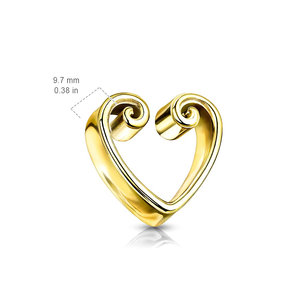 Ohrtunnel Vintage-Herz Gold Ohrpiercing Chirurgenstahl Ohrschmuck Plug 8-25mm Sattelverschluss