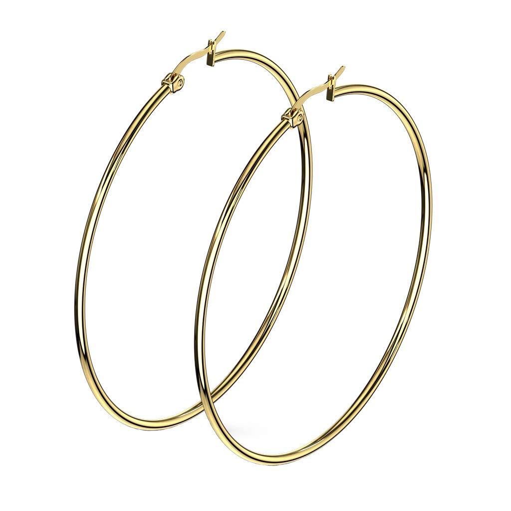 1 Paar Damen CREOLEN Ohrringe Ohrstecker Chirurgenstahl Gold 10 15 20 25 30 35 40 45 50 55 60 65 70 75 mm