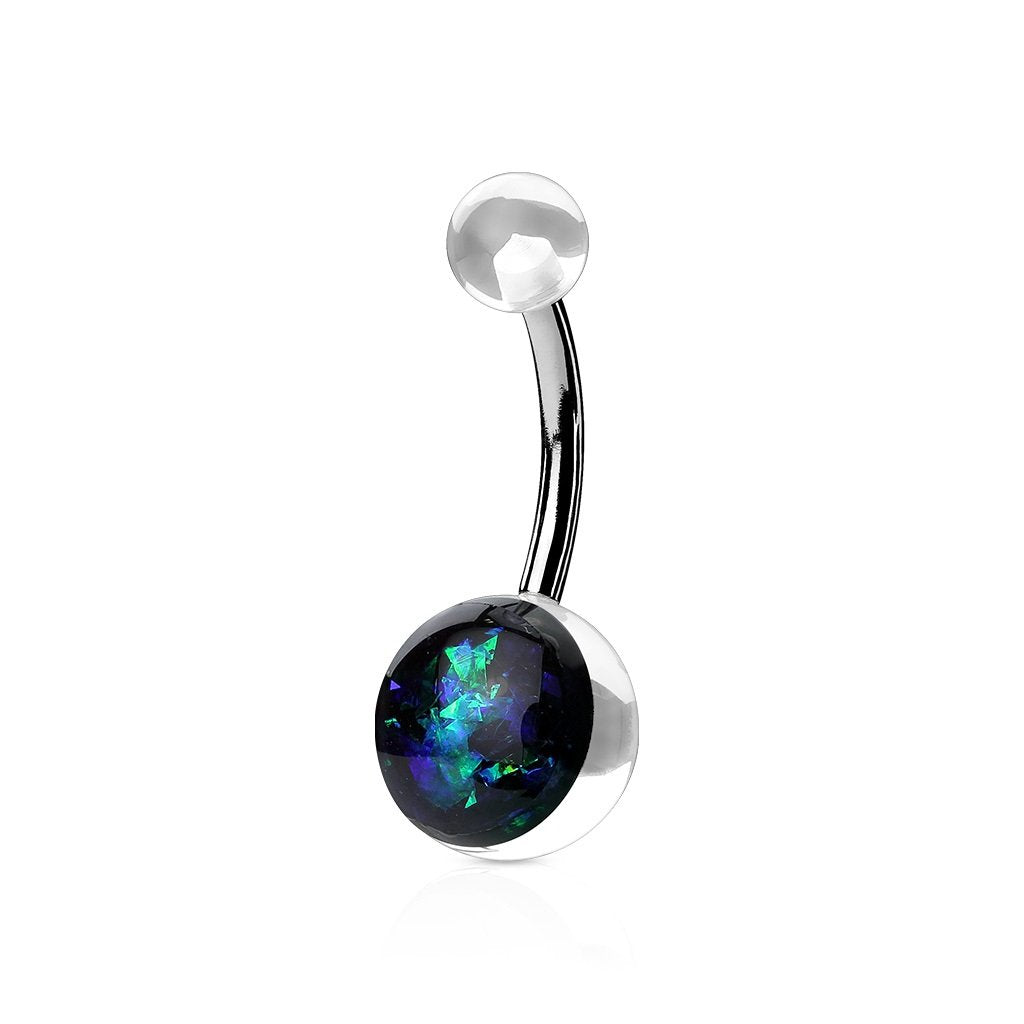 Bauchnabelpiercing Glitzer-OPAL1,6mm 10mm Nabelpiercing Chirurgenstahl Bananabell Acryl Silber Lila Blau Clear Grün Pink Aqua Rot
