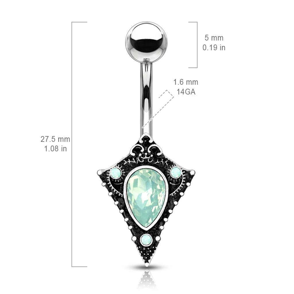 Bauchnabelpiercing Opal-Optik Antik-Silber Nabelpiercing Chirurgenstahl Bananabell Silber Rosa Grün Weiß Stab 1,6/10mm