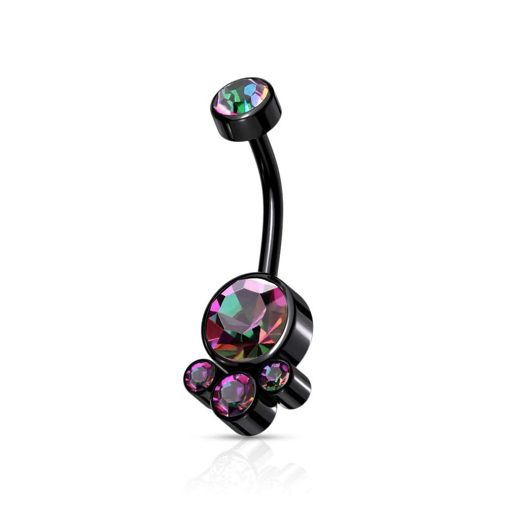 Bauchnabelpiercing Cluster Kristalle Rund Nabelpiercing Chirurgenstahl Bananabell viele Farben Stab 1,6/10mm