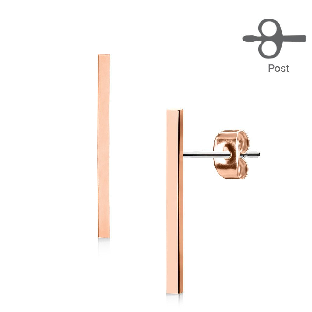 1 Paar Ohrringe Set Stecker Edelstahl Chirurgenstahl Glatt Lang Bar silber roségold gold