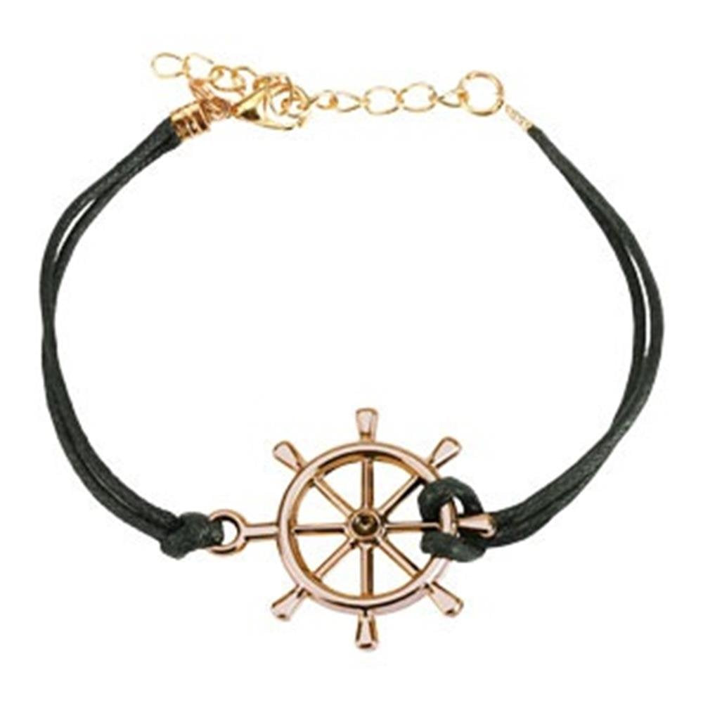 Wickelarmband Steuerrad Länge 240mm Breite 2,59mm verstellbar Karabinerverschluss Kunstleder Edelstahl Seil Maritim
