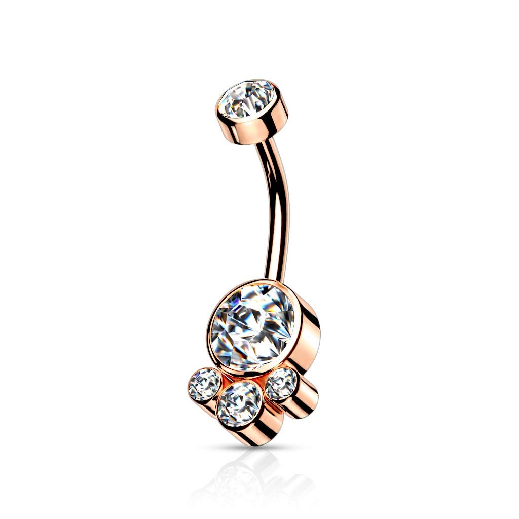 Bauchnabelpiercing Cluster Kristalle Rund Nabelpiercing Chirurgenstahl Bananabell viele Farben Stab 1,6/10mm