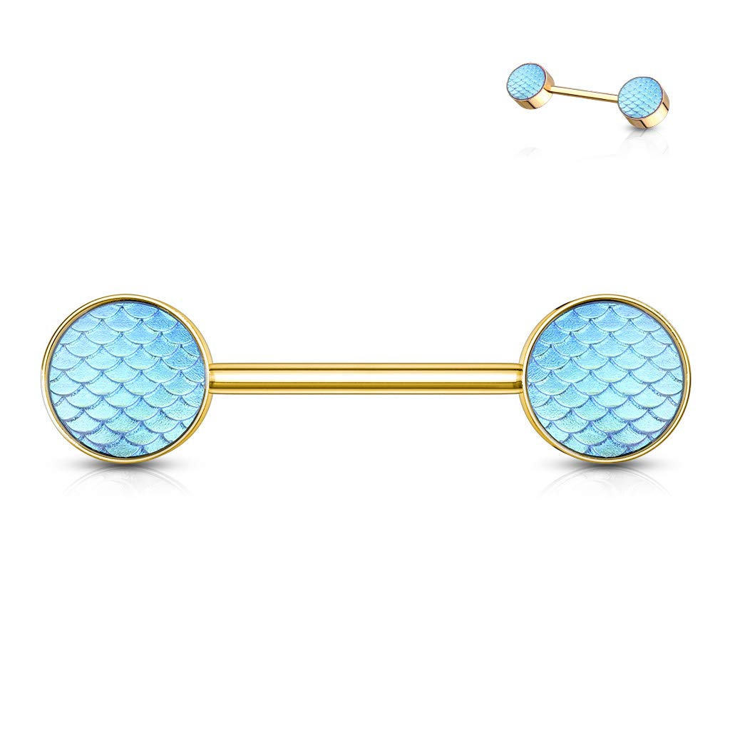 Brustwarzenpiercing HOLOGRAFISCHE Drachen-Haut Brustpiercing Nippelpiercing Chirurgenstahl Multicolor Stab 1,6/14mm