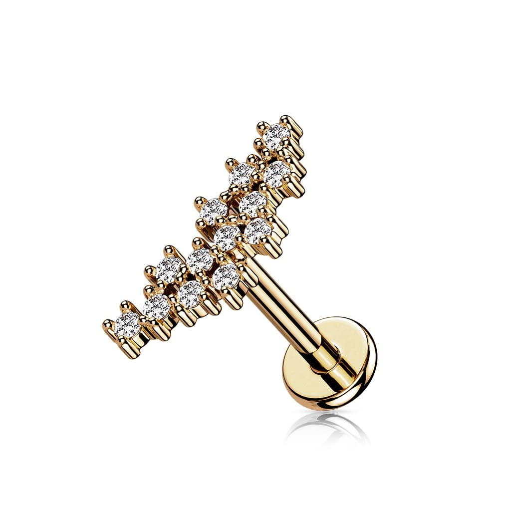 Knorpel Ohrstecker Silber Gold Roségold Pavé Zirkonia Clear Piercings Chirurgenstahl Schraubverschluss Stab 6/8mm lang