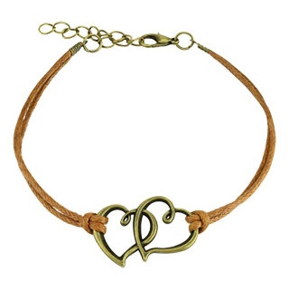 Wickelarmband Herzen Länge 250mm Breite 2,56mm verstellbar Karabinerverschluss Kunstleder Edelstahl Seil Unisex