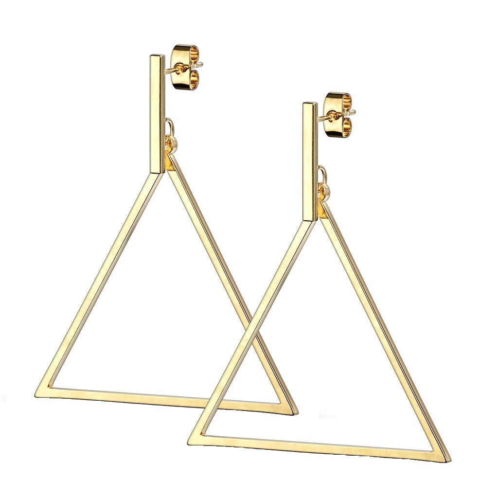 1 Paar Damen Ohrstecker Balken Anhänger Dreieck Ohrringe Chirurgenstahl Steckerverschluss Silber Gold