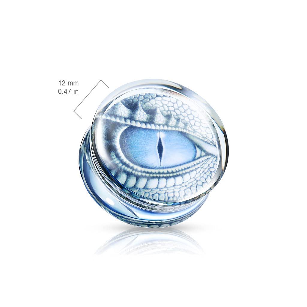 Ohrplug Blaues Drachen-Auge Clear Acryl Ohrpiercing Ohrschmuck Tunnel Sattelverschluss 8-25mm