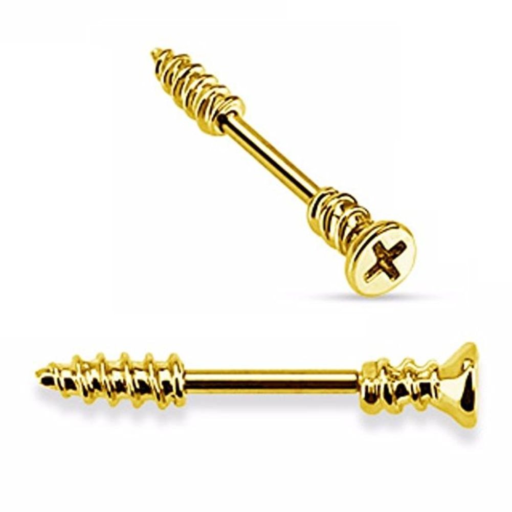 Schraube Brustwarzenpiercing Intimpiercing Brustpiercing Nippelpiercing Edelstahl HÄMATIT Gold Silber 1,6mm 11mm