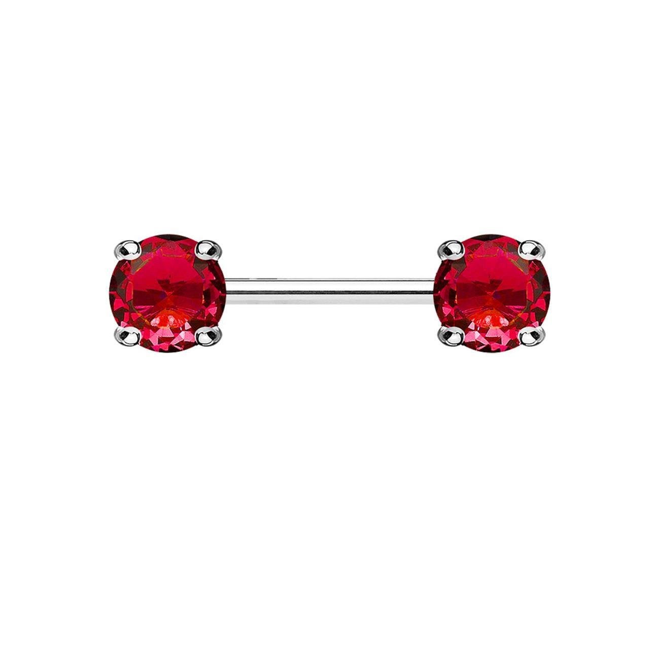 Brustwarzenpiercing 2 Grosse RUNDE ZIRKONIA Brustpiercing Nippelpiercing Edelstahl viele Farben Stab 1,6mm 12+mm