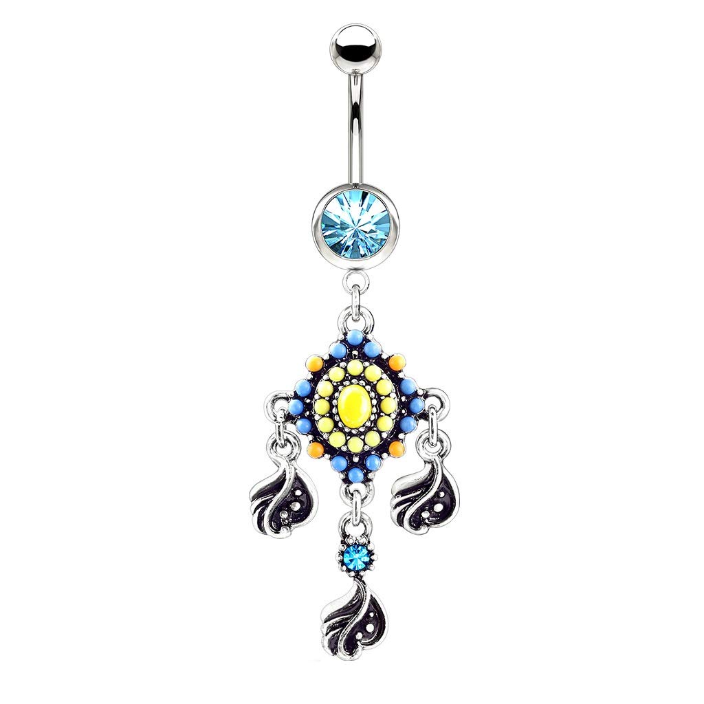 Bauchnabelpiercing AZTEKEN-Design Nabelpiercing Chirurgenstahl Bananabell Gold Silber viele Farben Stab 1,6/10mm