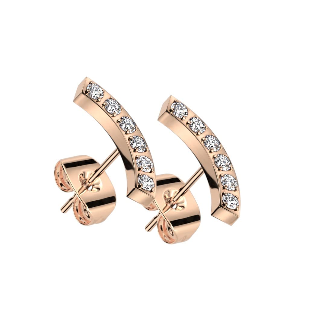 1 Paar Damen Ohrstecker Zirkonia Bogen Clear Chirurgenstahl Ohrringe Ohrhänger Silber Gold Roségold
