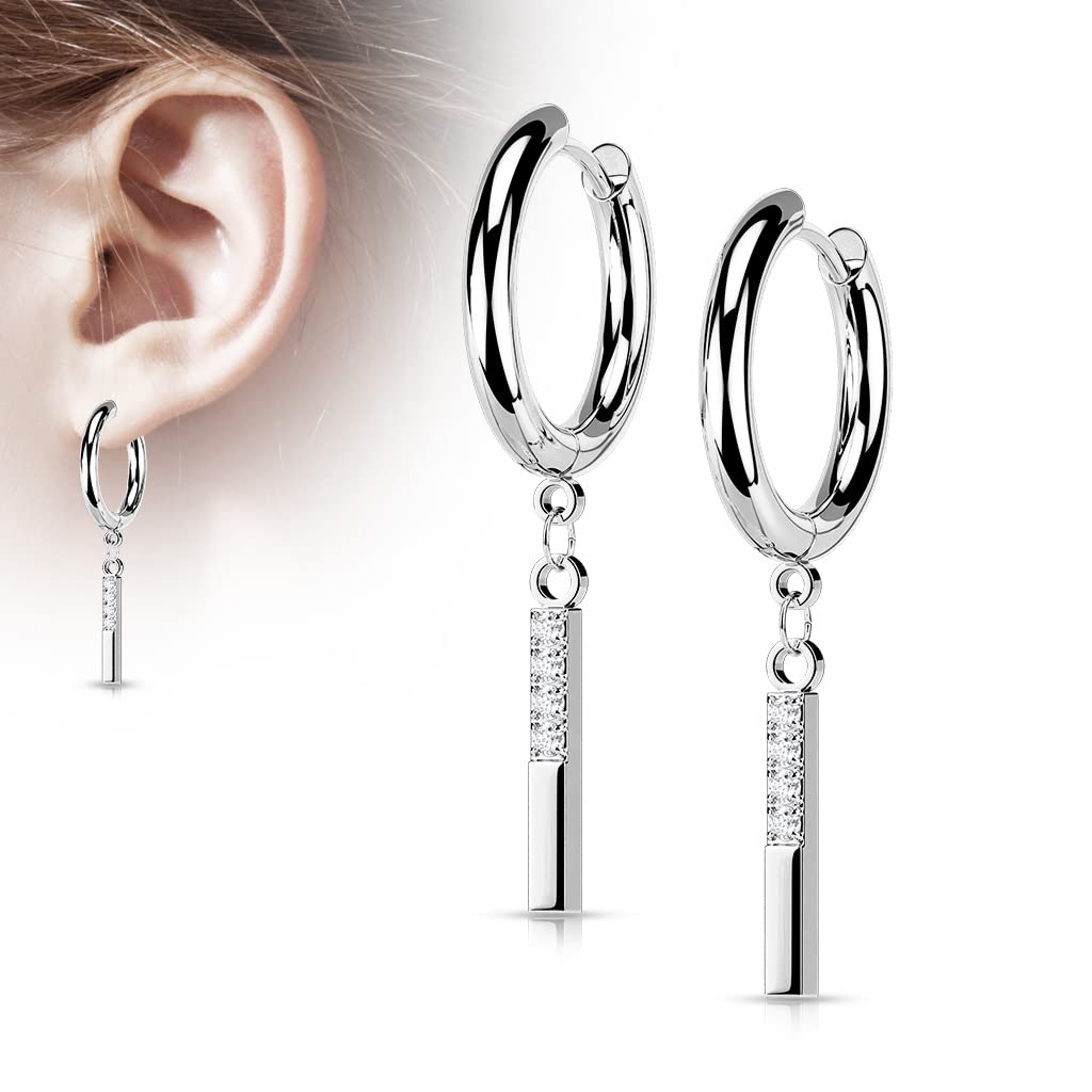 1 Paar Damen Creolen Ohrhänger Anhänger 4 Zirkonia Clear Ohrringe Ohrstecker Silber Gold Schwarz Roségold
