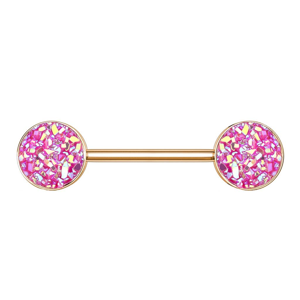 Brustwarzenpiercing Glitzer KRISTALL-Steine Brustpiercing Nippelpiercing Chirurgenstahl Roségold Multicolor Stab 1,6/14mm Stein 9mm