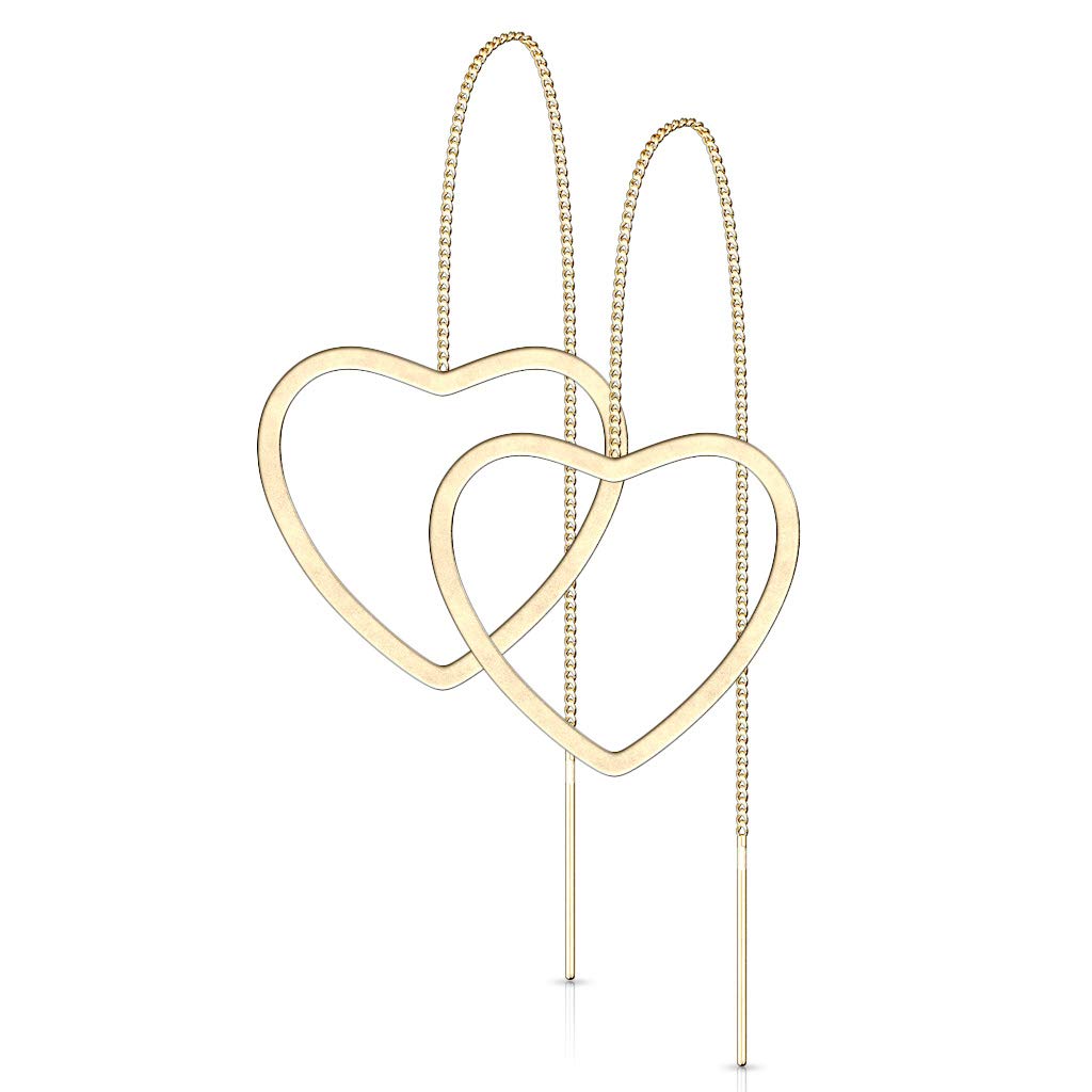 1 Paar Damen Ohrring Durchzieher Anhänger Offenes Herz Ohrringe Ohrstecker Chirurgenstahl Silber Gold Roségold