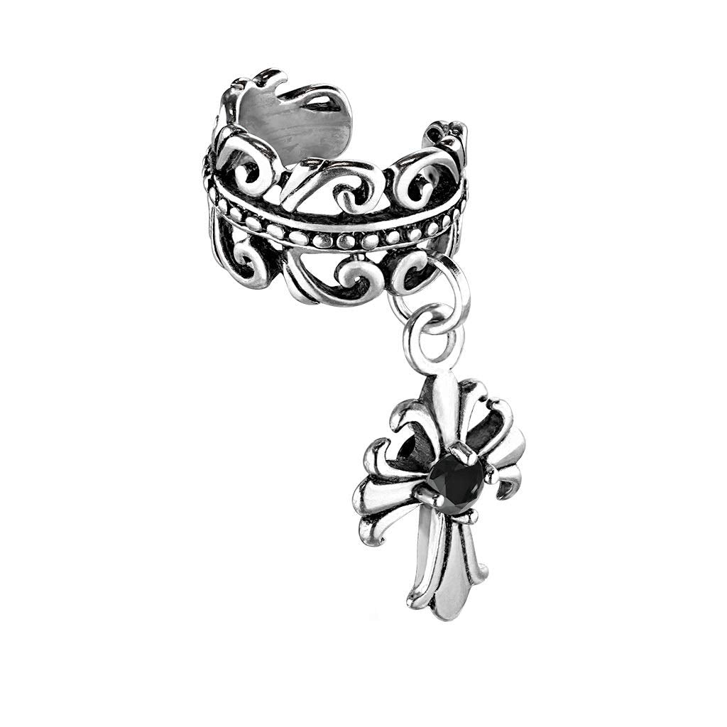 Ohrklemme KELTISCHES HERZ FLEUR DE LIS Kreuz Anhänger Ohrringe Ohrclip Fake-Piercing Messing Silber Gold