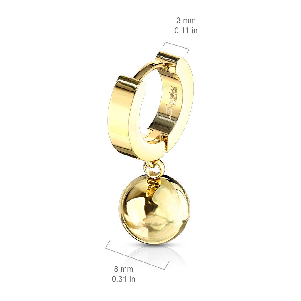 1 Paar Damen CREOLE Anhänger Kugel 8mm Ohrringe Ohrstecker Chirurgenstahl Gold Schwarz Roségold Silber Regenbogen 9mm