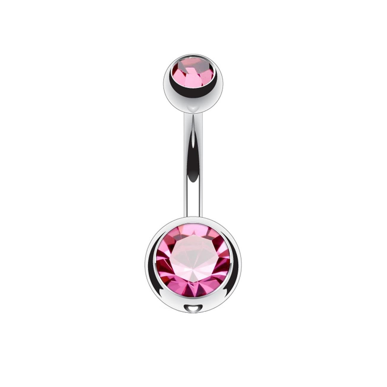 Bauchnabelpiercing 2 ZIRKONIA Nabelpiercing Chirurgenstahl Bananabell Silber Multicolor Stab 1,6/10mm Kugeln 4/6mm