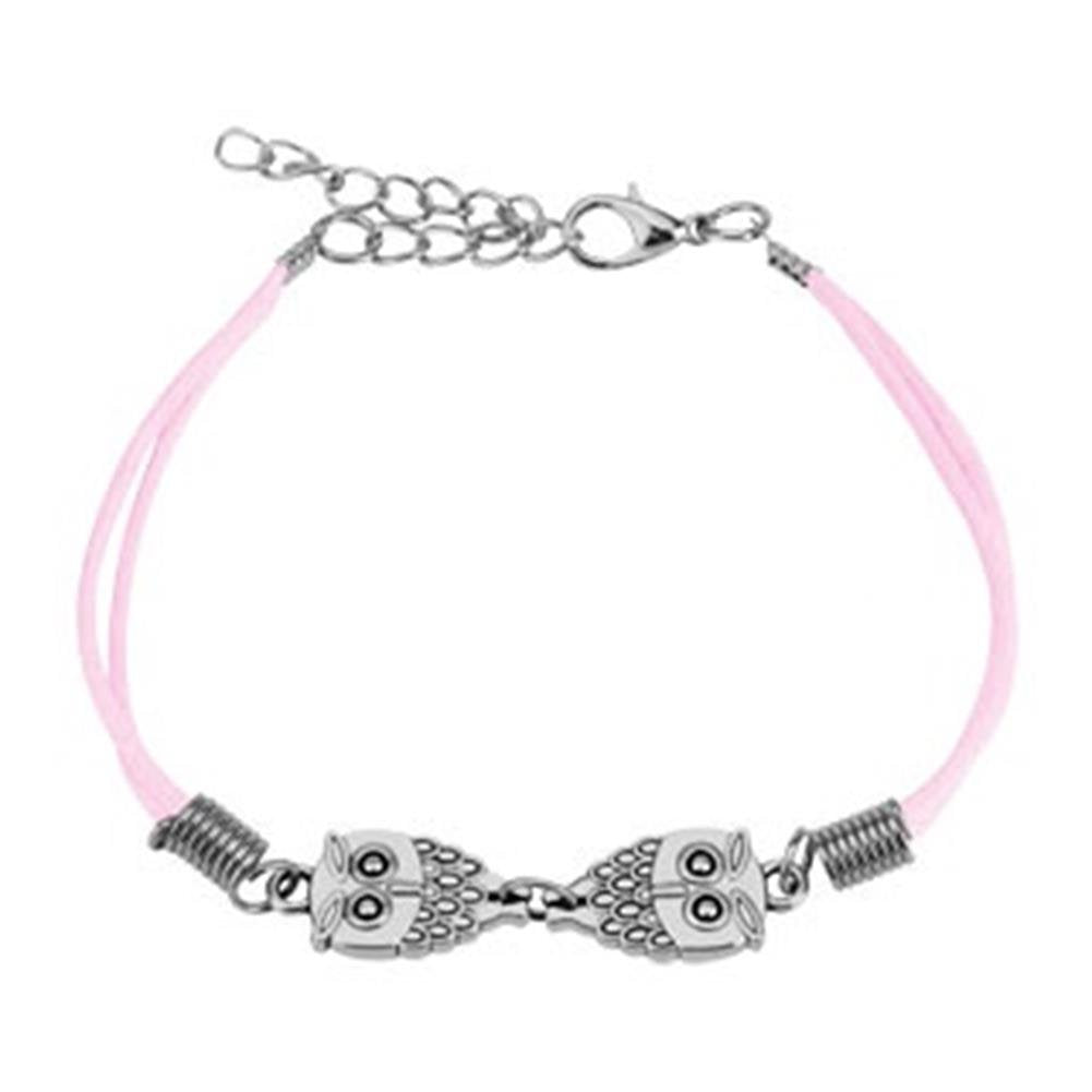 Wickelarmband Eule Länge 235mm Breite 2,04mm verstellbar Karabinerverschluss Kunstleder Seil Unisex braun schwarz pink blau Weiss