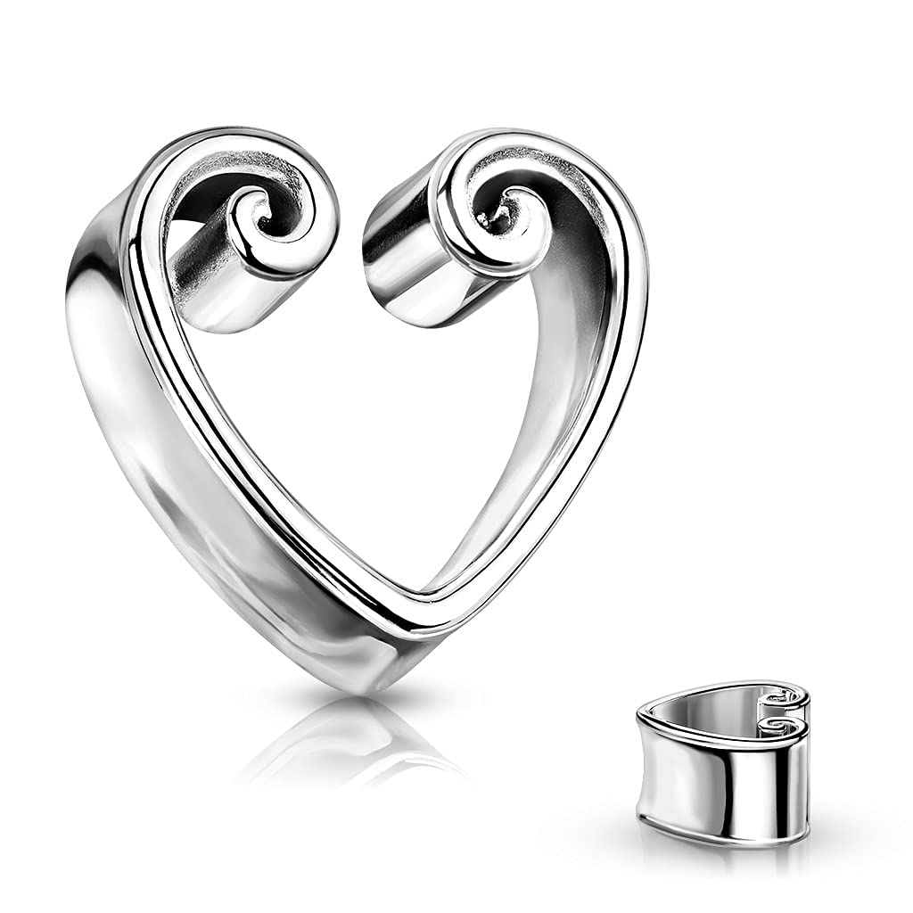 Ohrtunnel Vintage-Herz Gold Ohrpiercing Chirurgenstahl Ohrschmuck Plug 8-25mm Sattelverschluss